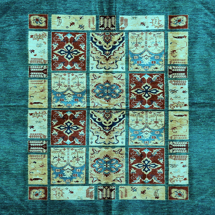 Square Abstract Light Blue Modern Rug, abs675lblu