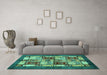 Machine Washable Abstract Turquoise Modern Area Rugs in a Living Room,, wshabs675turq