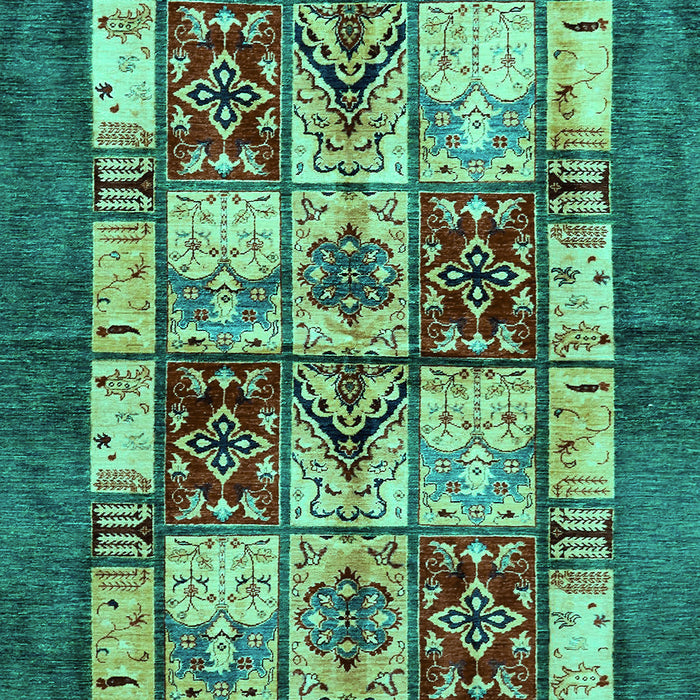 Machine Washable Abstract Turquoise Modern Area Rugs, wshabs675turq