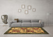 Machine Washable Abstract Brown Modern Rug in a Living Room,, wshabs675brn