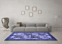 Machine Washable Abstract Blue Modern Rug, wshabs675blu