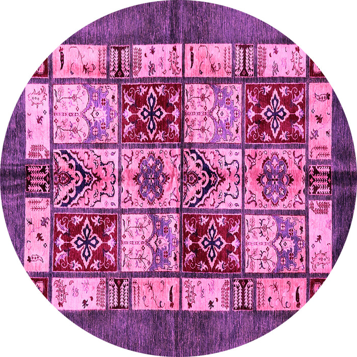 Round Abstract Pink Modern Rug, abs675pnk