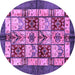 Round Machine Washable Abstract Purple Modern Area Rugs, wshabs675pur