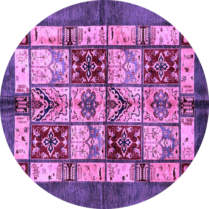 Round Abstract Purple Modern Rug, abs675pur