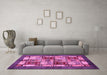 Machine Washable Abstract Pink Modern Rug in a Living Room, wshabs675pnk