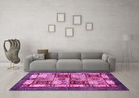 Machine Washable Abstract Pink Modern Rug, wshabs675pnk