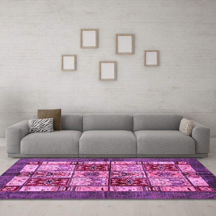 Machine Washable Abstract Pink Modern Rug in a Living Room, wshabs675pnk
