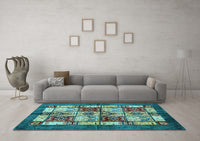 Machine Washable Abstract Light Blue Modern Rug, wshabs675lblu