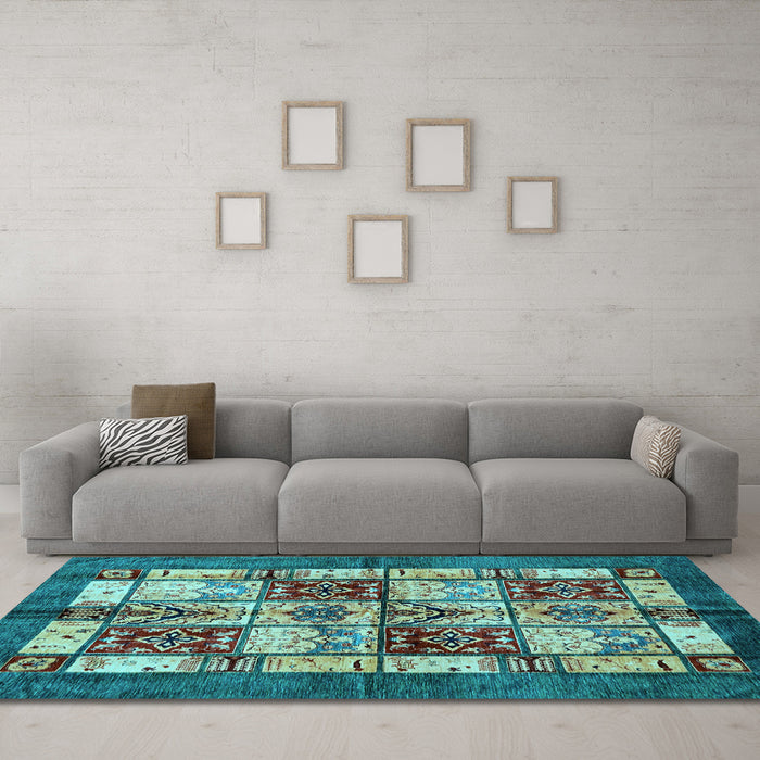 Machine Washable Abstract Light Blue Modern Rug in a Living Room, wshabs675lblu