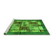 Sideview of Machine Washable Abstract Green Modern Area Rugs, wshabs675grn