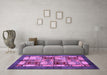 Machine Washable Abstract Purple Modern Area Rugs in a Living Room, wshabs675pur