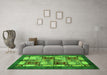 Machine Washable Abstract Green Modern Area Rugs in a Living Room,, wshabs675grn