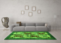 Machine Washable Abstract Green Modern Rug, wshabs675grn