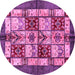 Round Machine Washable Abstract Pink Modern Rug, wshabs675pnk