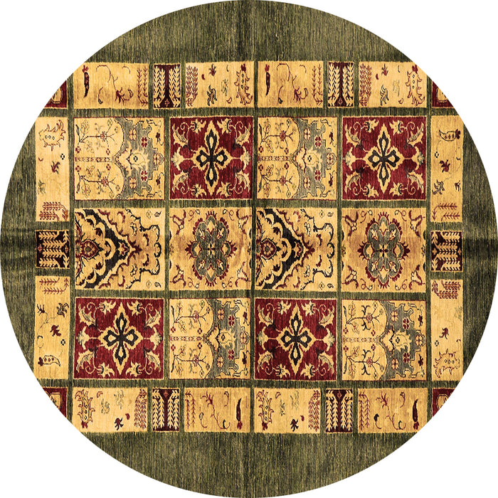 Round Abstract Brown Modern Rug, abs675brn