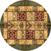 Round Abstract Brown Modern Rug, abs675brn