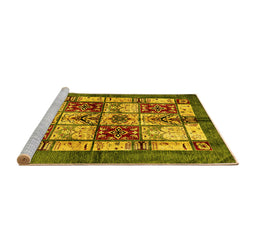 Sideview of Machine Washable Abstract Yellow Modern Rug, wshabs675yw