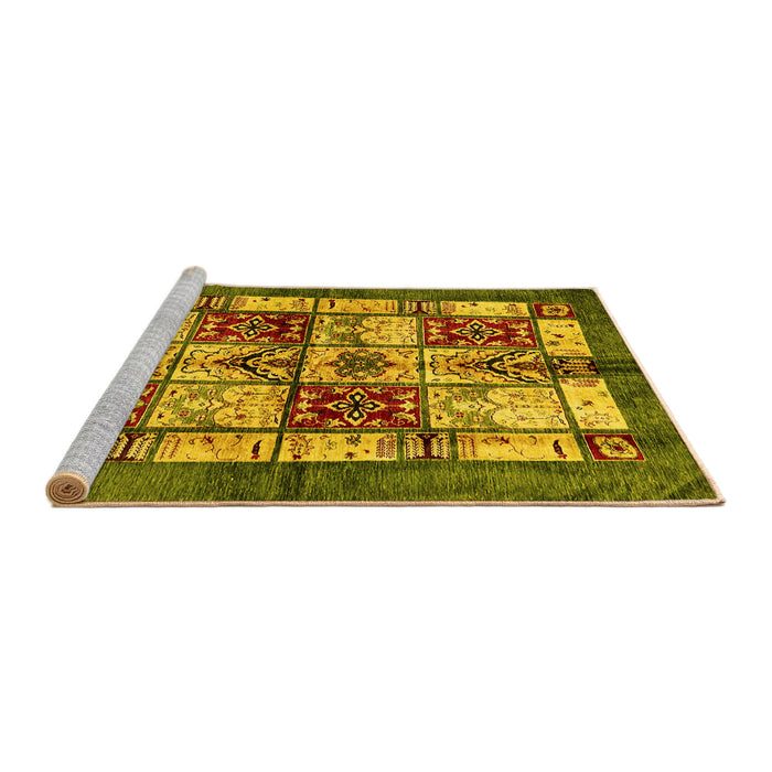 Sideview of Machine Washable Abstract Yellow Modern Rug, wshabs675yw