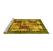 Sideview of Machine Washable Abstract Yellow Modern Rug, wshabs675yw