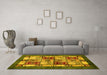 Machine Washable Abstract Yellow Modern Rug in a Living Room, wshabs675yw