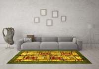 Machine Washable Abstract Yellow Modern Rug, wshabs675yw