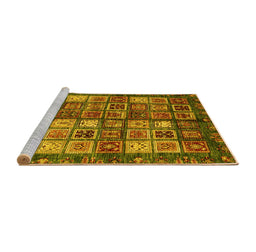 Sideview of Machine Washable Abstract Yellow Modern Rug, wshabs676yw