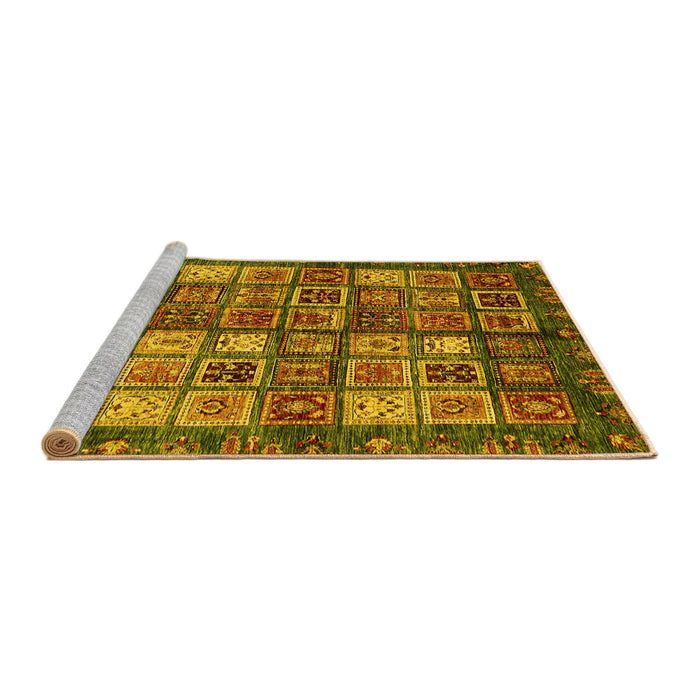 Sideview of Machine Washable Abstract Yellow Modern Rug, wshabs676yw