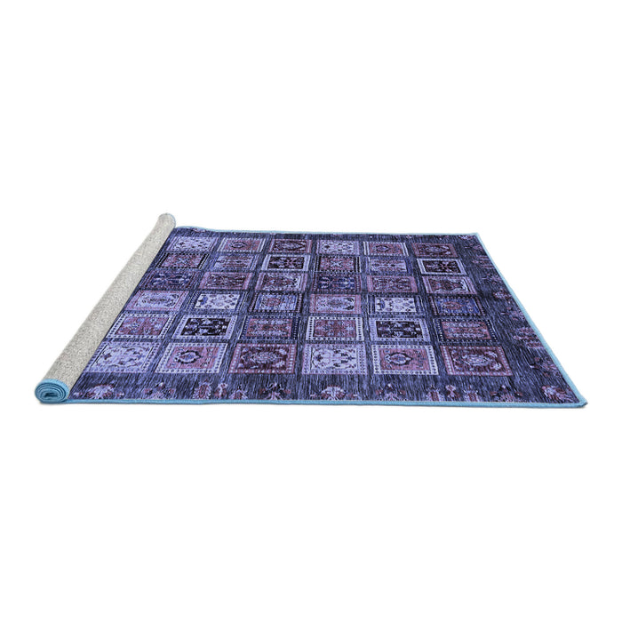 Sideview of Machine Washable Abstract Blue Modern Rug, wshabs676blu