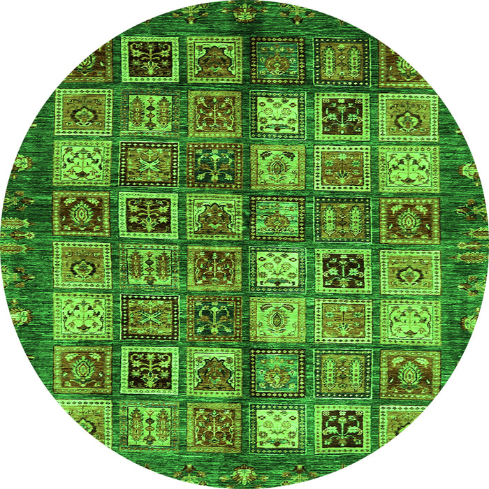 Round Abstract Green Modern Rug, abs676grn