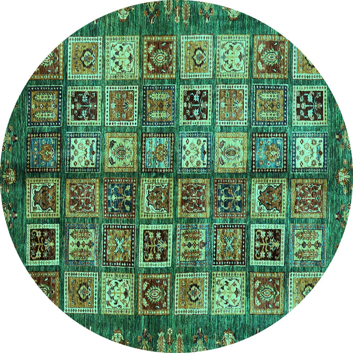 Round Abstract Turquoise Modern Rug, abs676turq