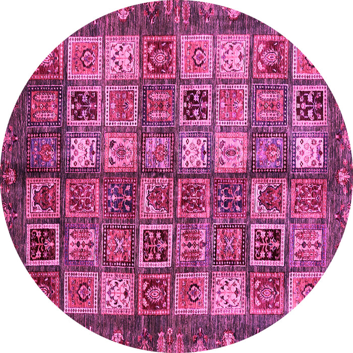 Round Abstract Pink Modern Rug, abs676pnk