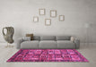 Machine Washable Abstract Pink Modern Rug in a Living Room, wshabs676pnk