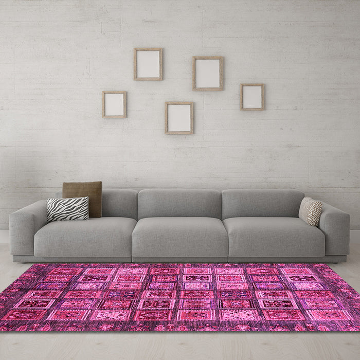 Machine Washable Abstract Pink Modern Rug in a Living Room, wshabs676pnk