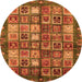 Round Abstract Orange Modern Rug, abs676org