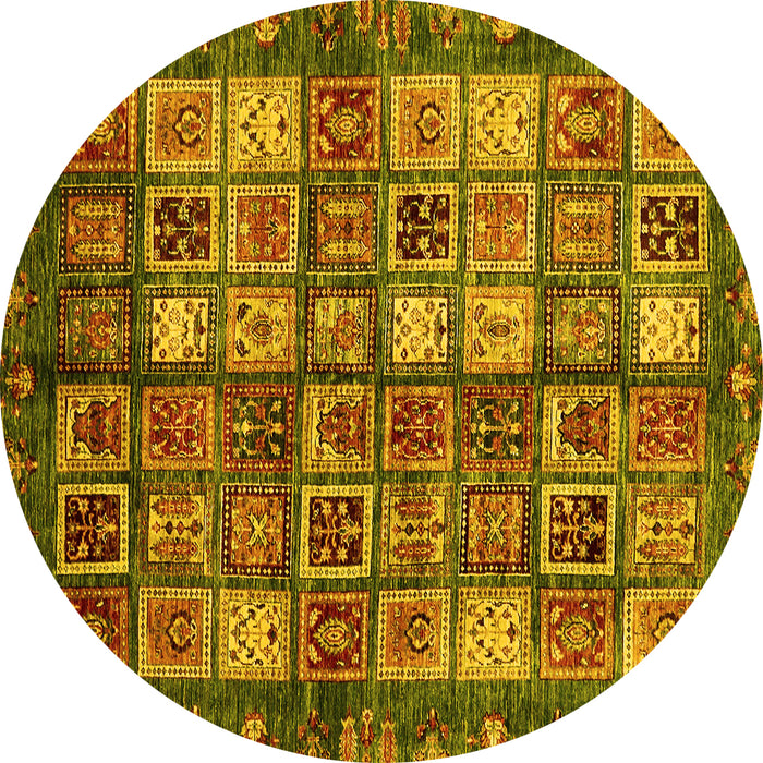 Round Machine Washable Abstract Yellow Modern Rug, wshabs676yw