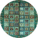 Round Machine Washable Abstract Light Blue Modern Rug, wshabs676lblu