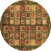 Round Abstract Brown Modern Rug, abs676brn