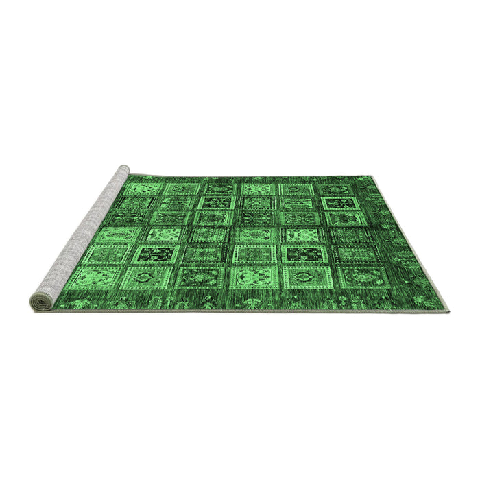 Sideview of Machine Washable Abstract Emerald Green Modern Area Rugs, wshabs676emgrn