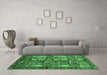 Machine Washable Abstract Emerald Green Modern Area Rugs in a Living Room,, wshabs676emgrn