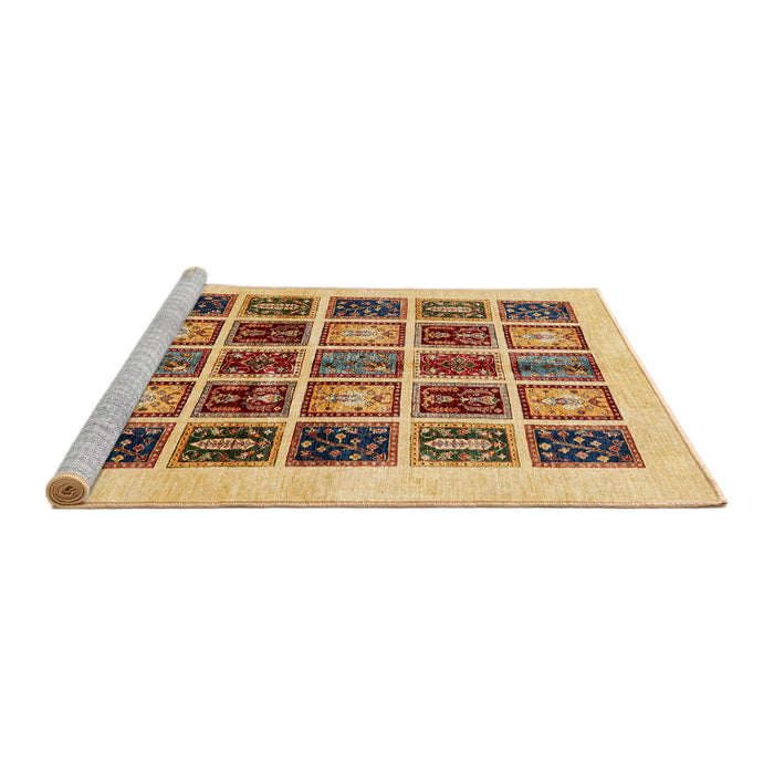 Sideview of Machine Washable Abstract Red Rug, wshabs677