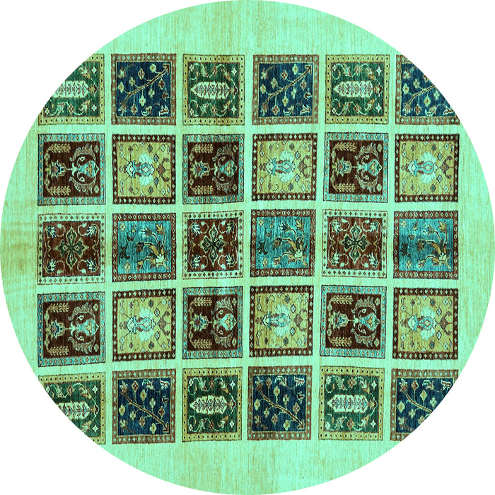 Round Machine Washable Abstract Turquoise Modern Area Rugs, wshabs677turq