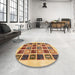 Round Machine Washable Abstract Red Rug in a Office, wshabs677