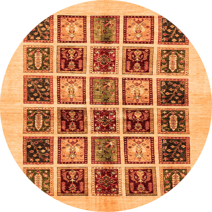 Round Abstract Orange Modern Rug, abs677org