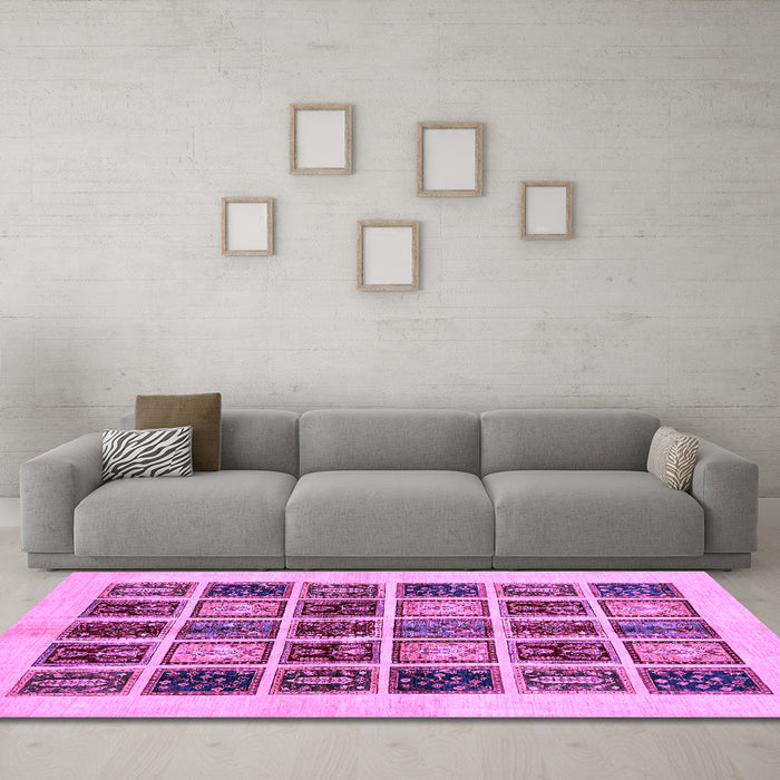 Machine Washable Abstract Purple Modern Area Rugs in a Living Room, wshabs677pur