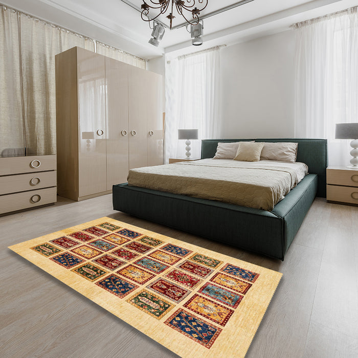 Abstract Red Modern Rug in a Bedroom, abs677