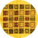 Round Abstract Yellow Modern Rug, abs677yw