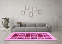 Machine Washable Abstract Pink Modern Rug, wshabs677pnk