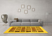 Machine Washable Abstract Yellow Modern Rug in a Living Room, wshabs677yw