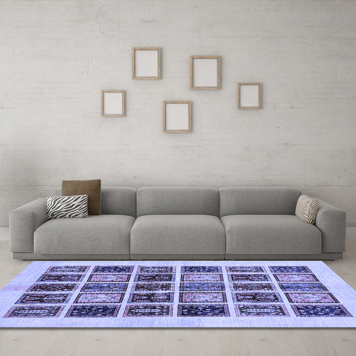 Machine Washable Abstract Blue Modern Rug in a Living Room, wshabs677blu