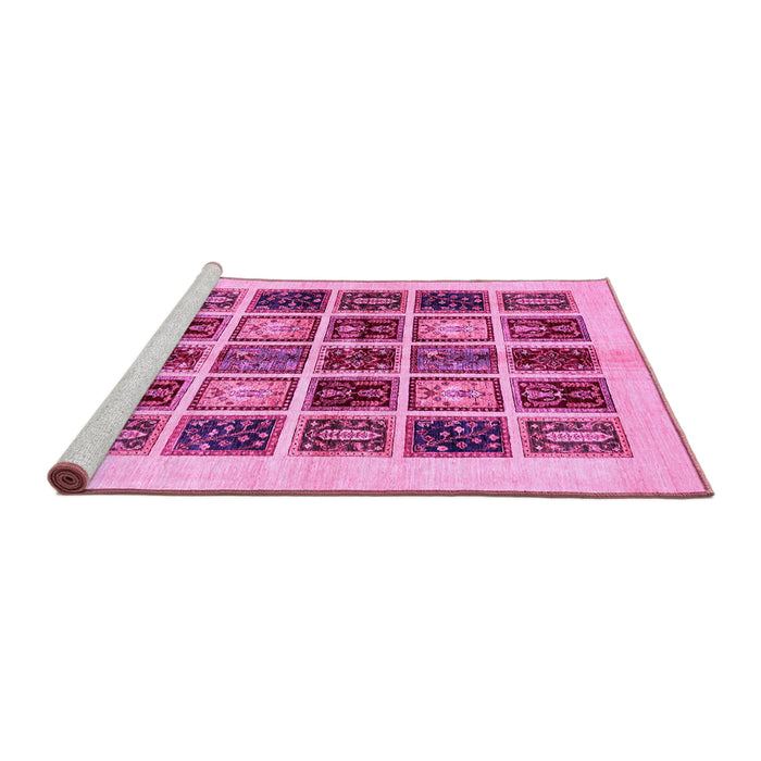 Sideview of Machine Washable Abstract Pink Modern Rug, wshabs677pnk